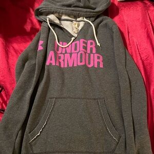 Under Armour Gray Hoodie with Pink Logo